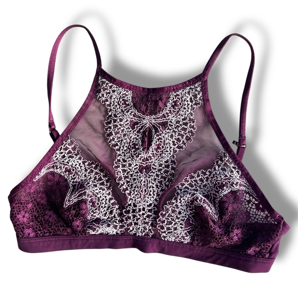 Victoria’s Secret Body‎ by Victoria lace bralette purple embroidered sheer